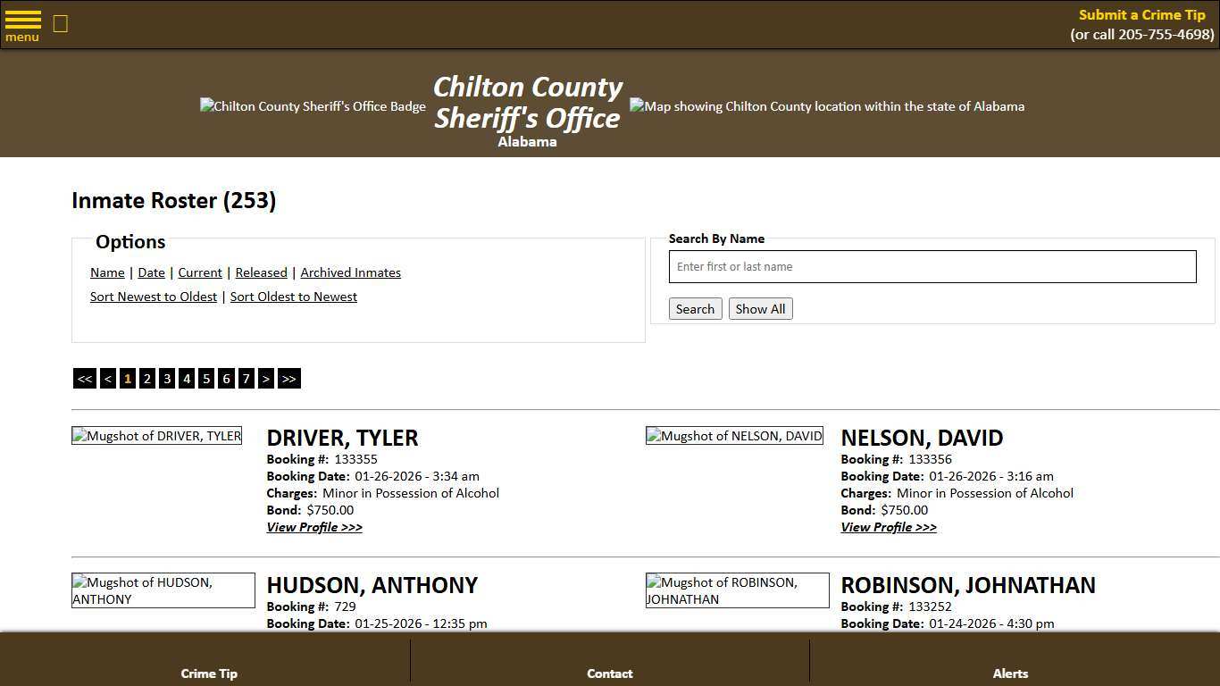 Inmate Roster - Current Inmates Booking Date Descending - Chilton County Sheriff's Office